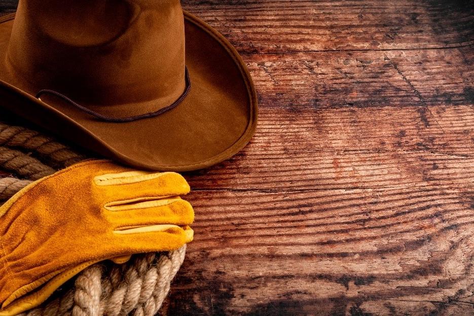 Cowboy Hat Rope and Gloves